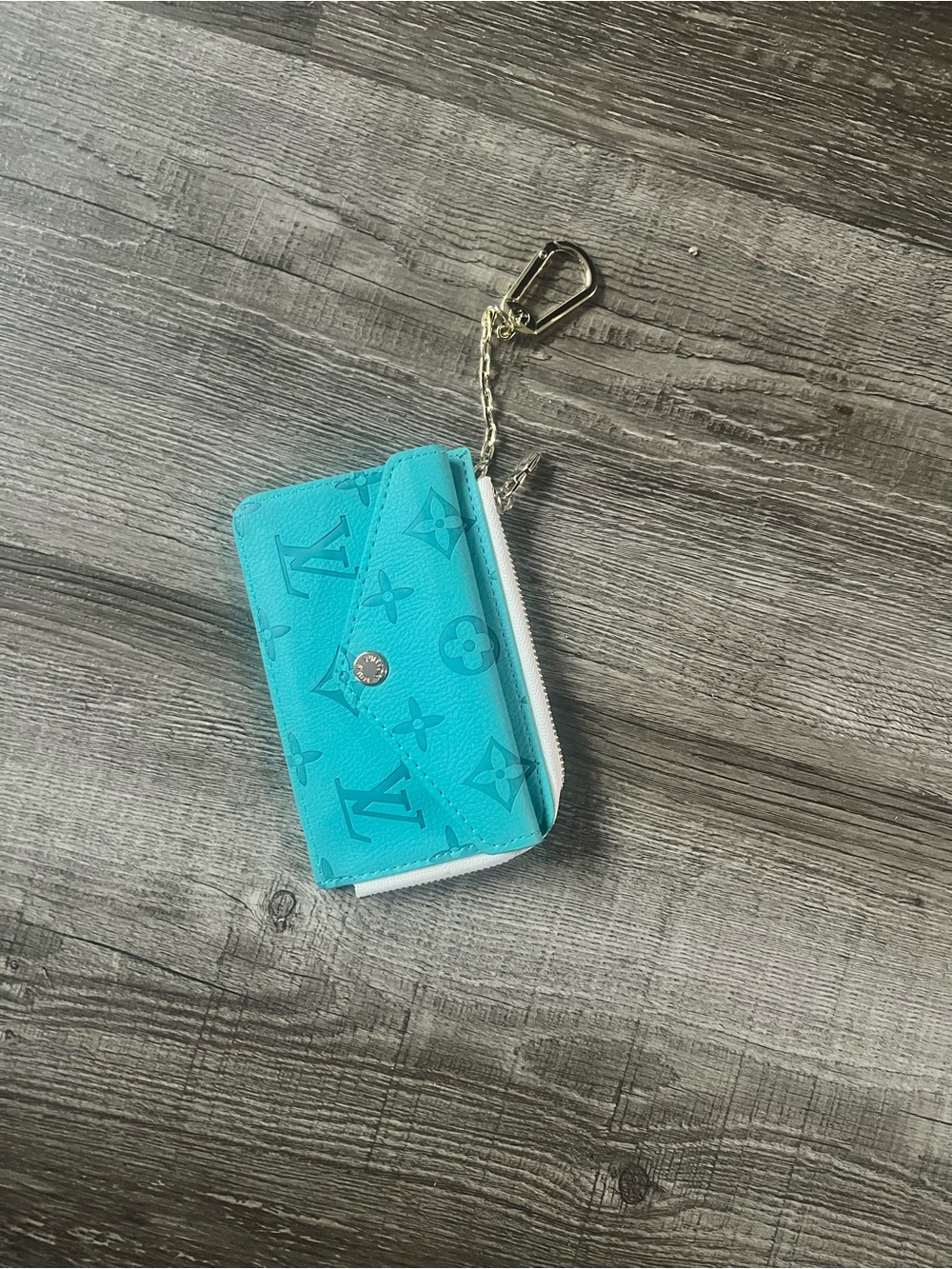 Louis Vuitton Turquoise Monogram Chain Key Pouch
